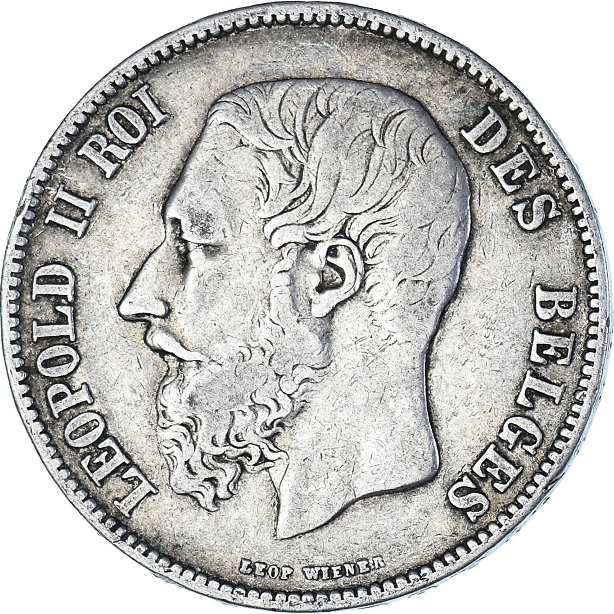 Coin, Belgium, Leopold II, 5 Francs, 5 Frank, 1868, Brussels, VF(30-35), Silver