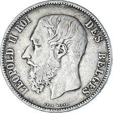 Coin, Belgium, Leopold II, 5 Francs, 5 Frank, 1868, Brussels, VF(30-35), Silver