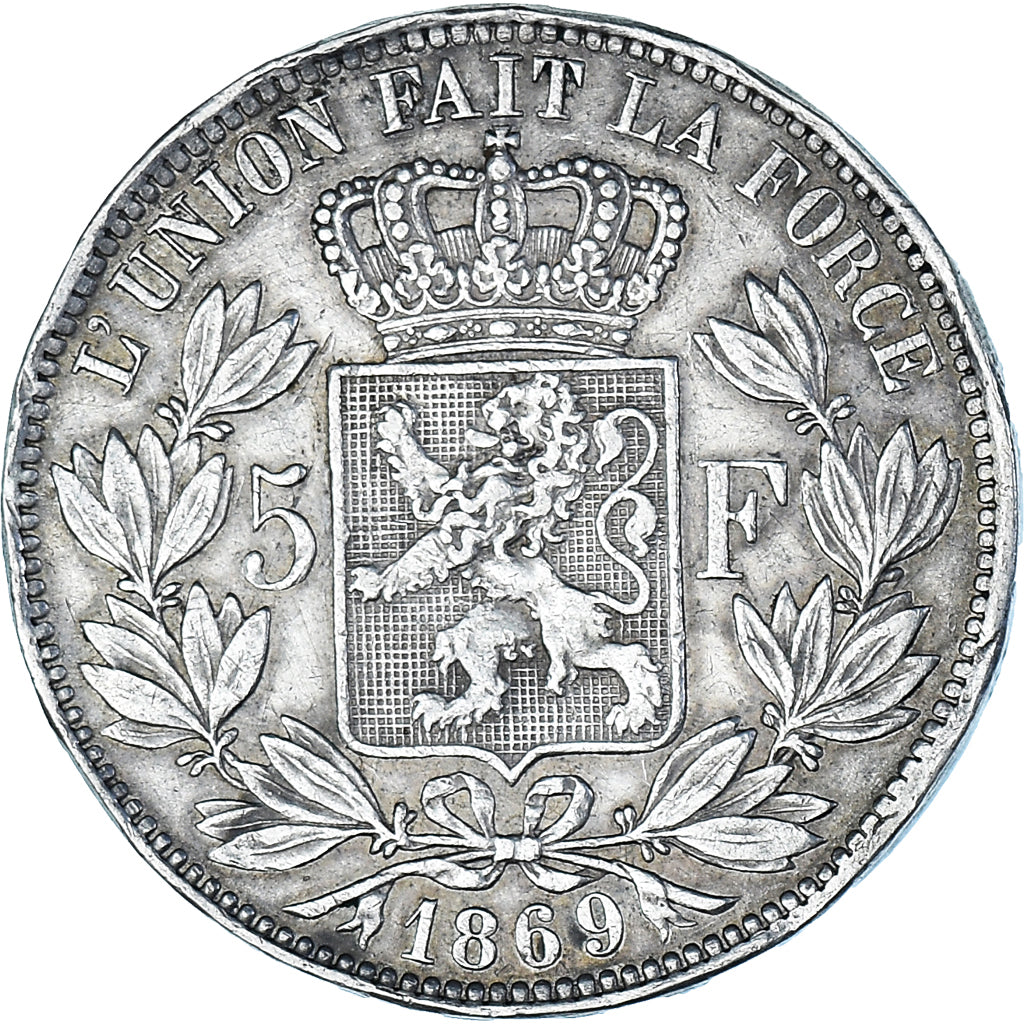 Monnaie, Belgique, Leopold II, 5 Francs, 5 Frank, 1869, TTB, Argent, KM:24
