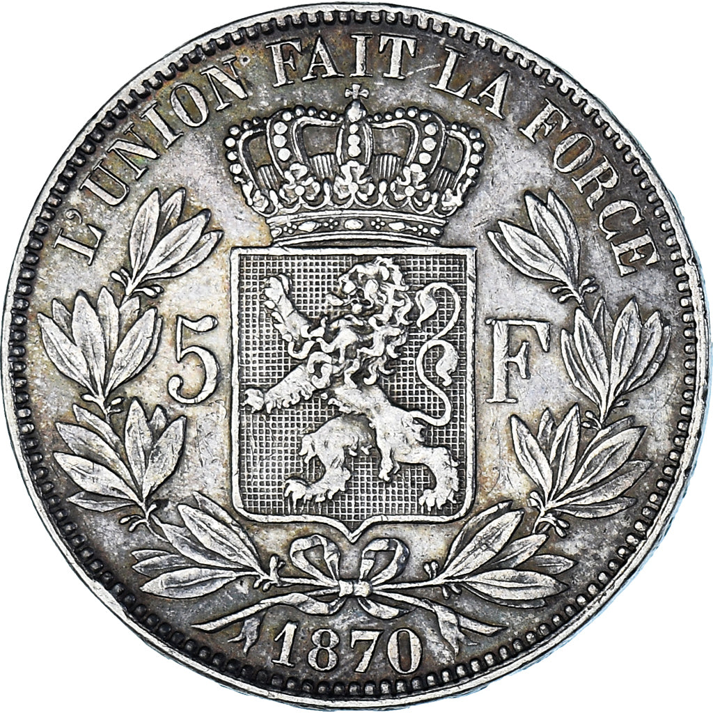Monnaie, Belgique, Leopold II, 5 Francs, 5 Frank, 1870, Bruxelles, TB+, Argent