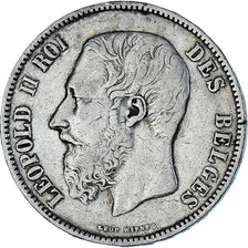 Munten, België, Leopold II, 5 Francs, 5 Frank, 1873, FR+, Zilver, KM:24