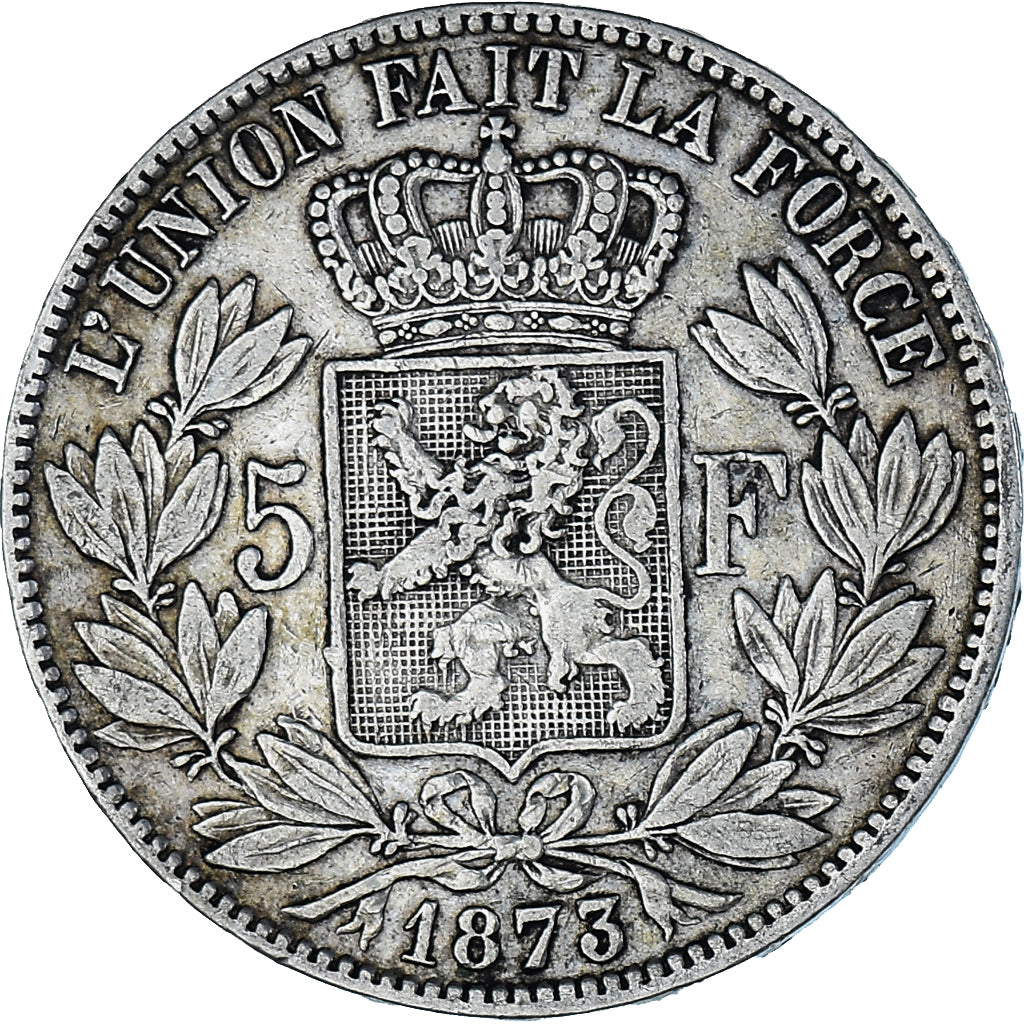 Munten, België, Leopold II, 5 Francs, 5 Frank, 1873, FR+, Zilver, KM:24