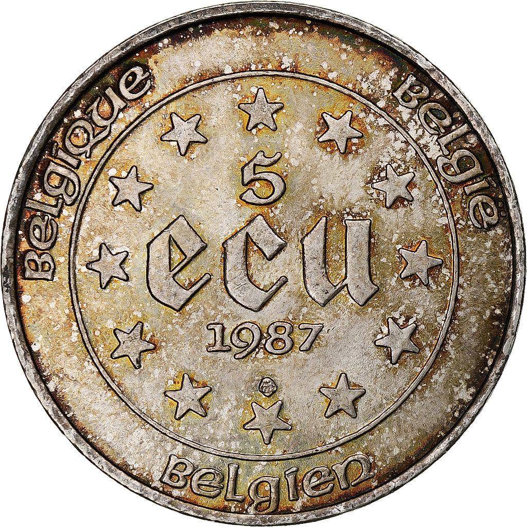 Moneta, Belgio, 5 Ecu, 1987, SPL-, Argento, KM:166