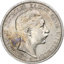 Estados alemanes, PRUSSIA, Wilhelm II, 2 Mark, 1905, Berlin, MBC+, Plata, KM:522