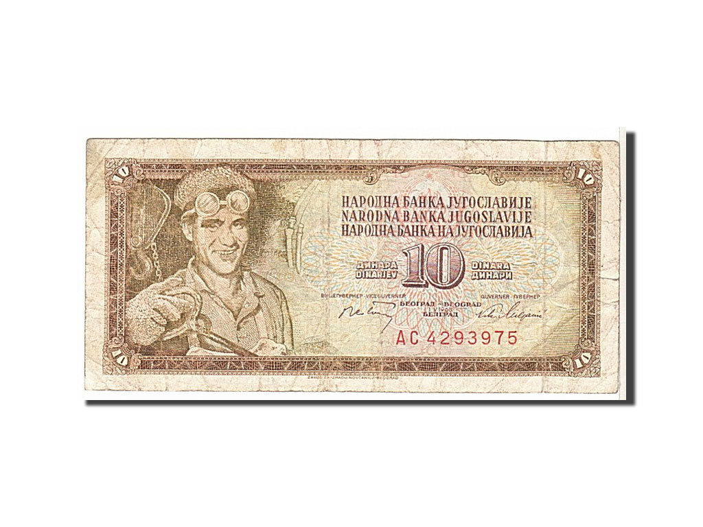 Billet, Yougoslavie, 10 Dinara, 1968, TB
