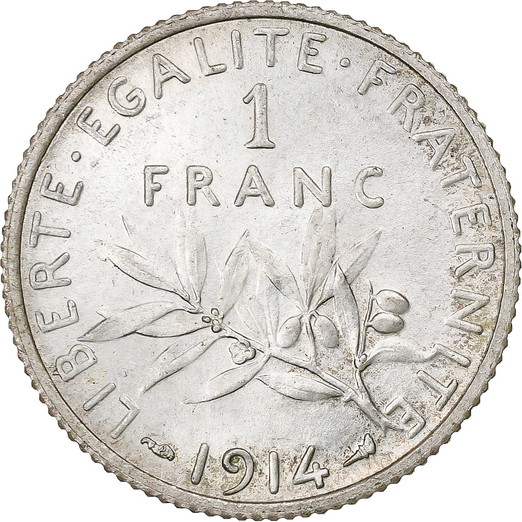 Francja, Semeuse, Franc, 1914, Paris, MS(64), Srebro, KM:844.1, Gadoury:467