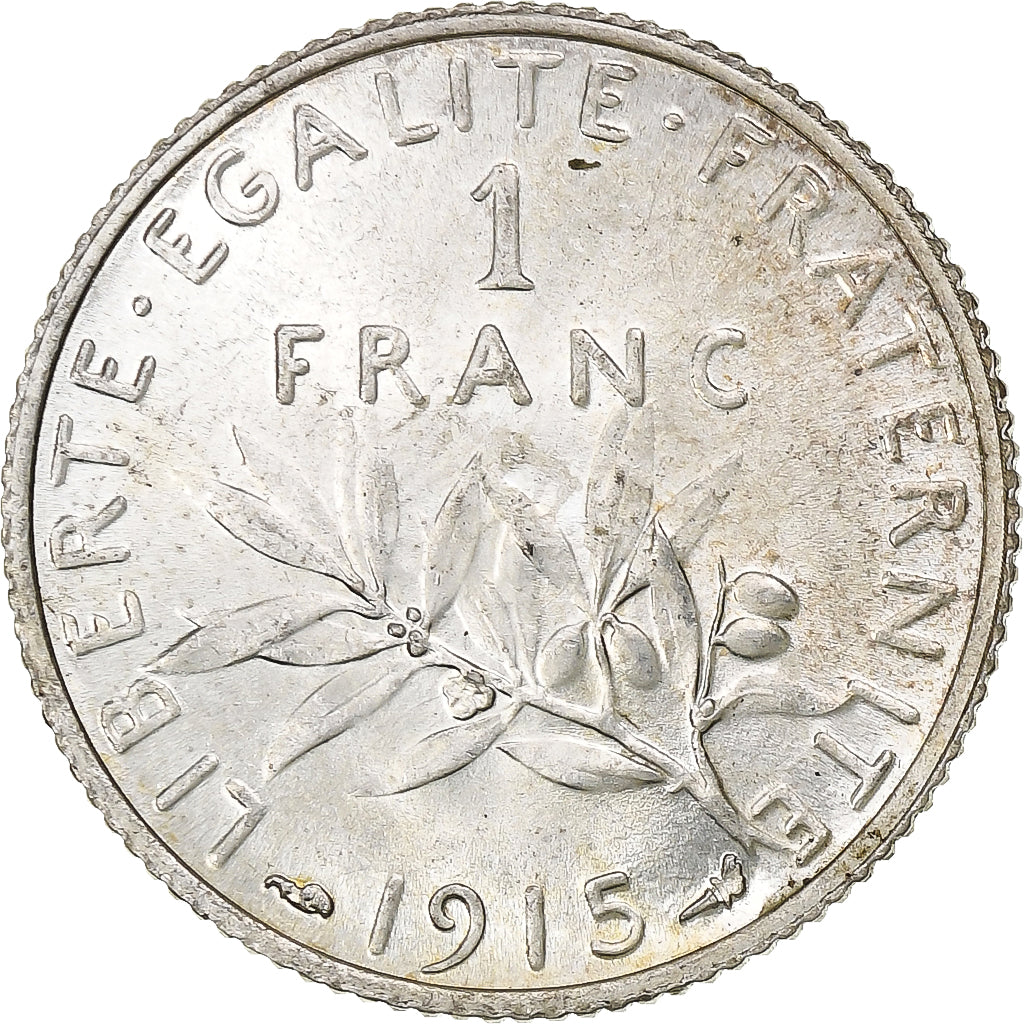 France, Semeuse, Franc, 1915, Paris, MS(65-70), Silver, KM:844.1, Gadoury:467