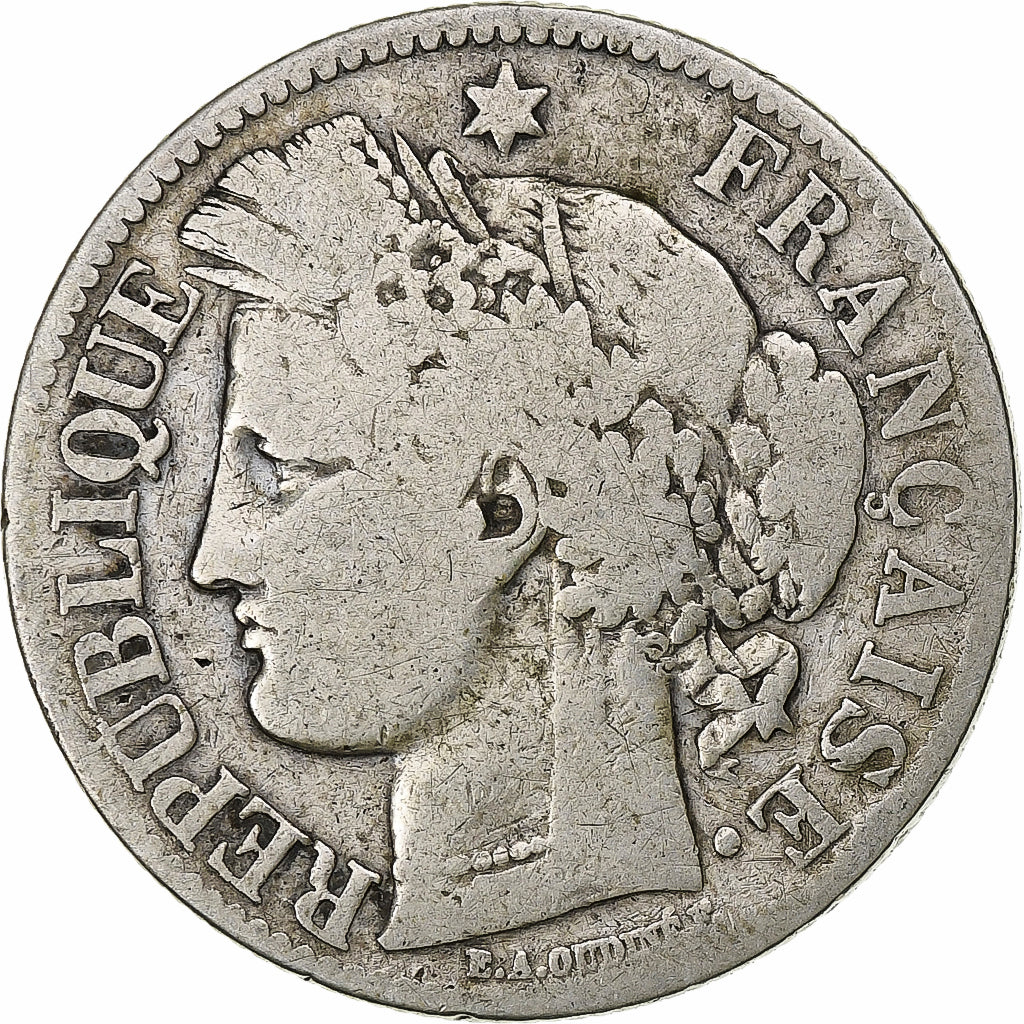 Francia, Cérès, 2 Francs, 1872, Bordeaux, MB, Argento, KM:817.2, Gadoury:530a
