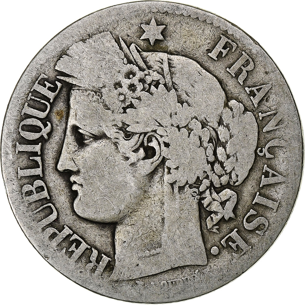 Coin, France, Cérès, 2 Francs, 1871, Bordeaux, VF(20-25), Silver, KM:816.2