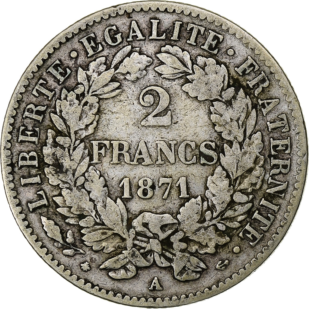Monnaie, France, Cérès, 2 Francs, 1871, Paris, TB+, Argent, Gadoury:530