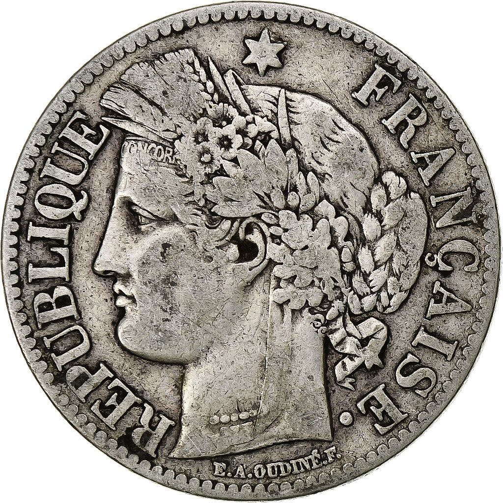 Francia, Cérès, 2 Francs, 1871, Paris, MBC, Plata, KM:817.1, Gadoury:530