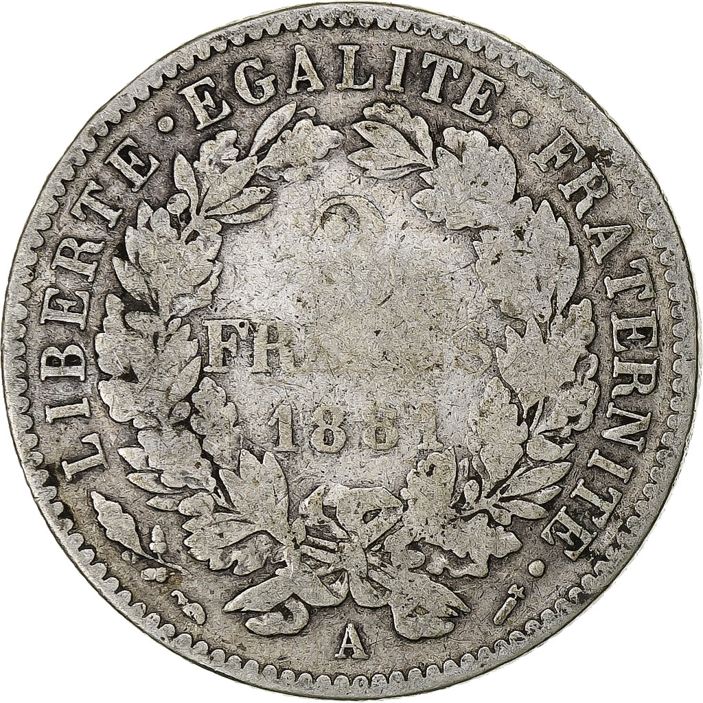 Francia, Cérès, 2 Francs, 1881, Paris, MB+, Argento, KM:817.1, Gadoury:530a