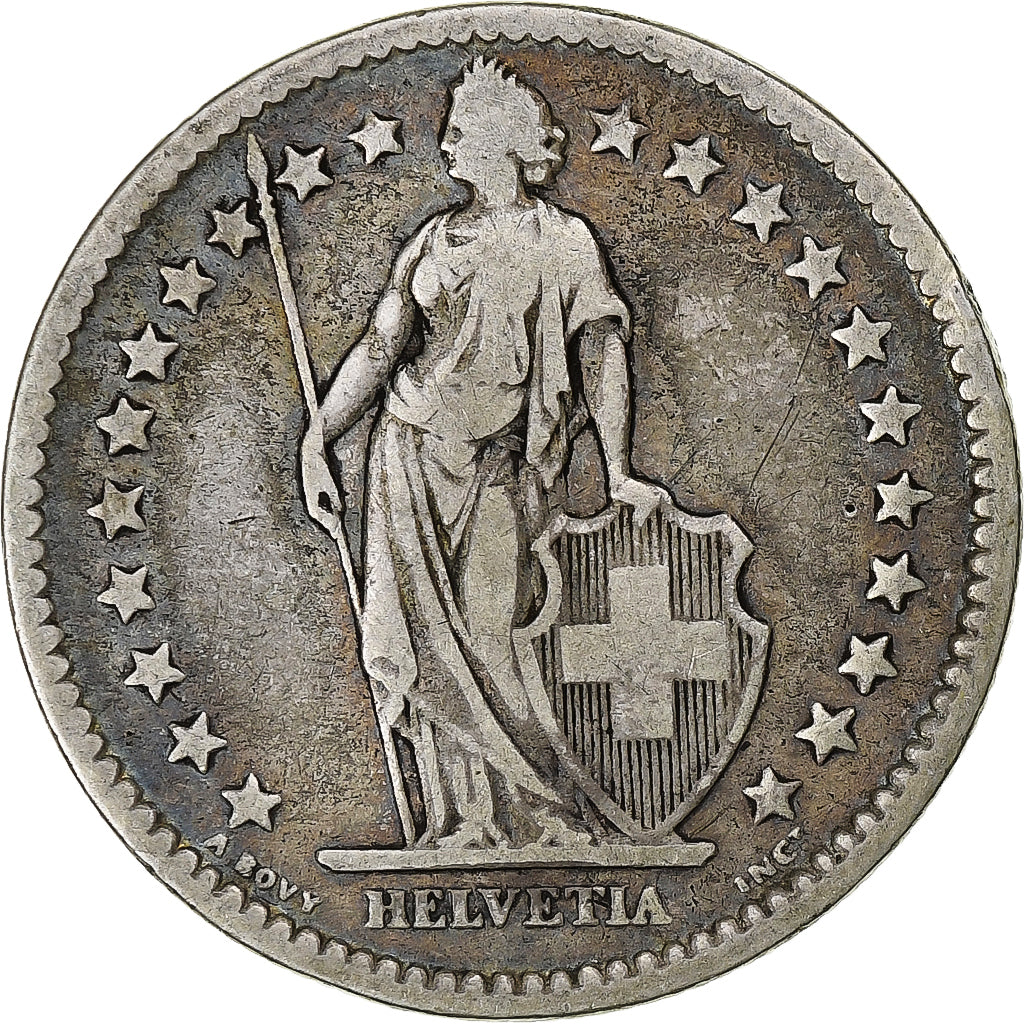 Switzerland, 2 Francs, 1878, Bern, EF(40-45), Silver, KM:21