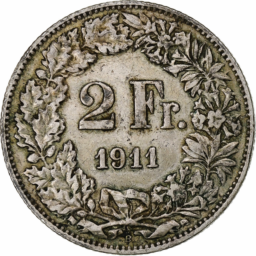 Switzerland, 2 Francs, 1911, Bern, AU(50-53), Silver, KM:21