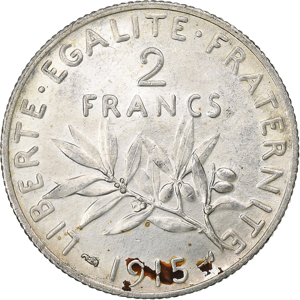 France, Semeuse, 2 Francs, 1915, Paris, SPL, Argent, Gadoury:532, KM:845.1
