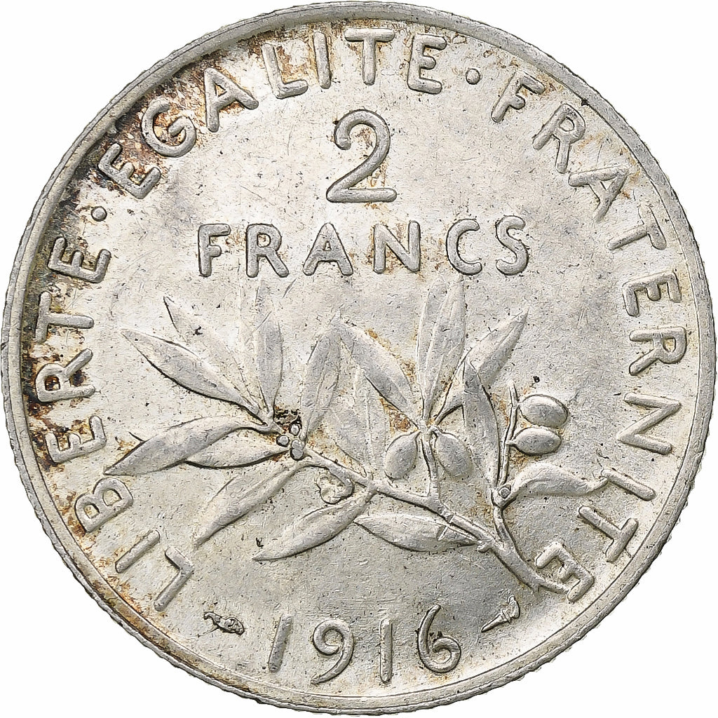 Francia, Semeuse, 2 Francs, 1916, Paris, SPL+, Argento, KM:845.1, Gadoury:532
