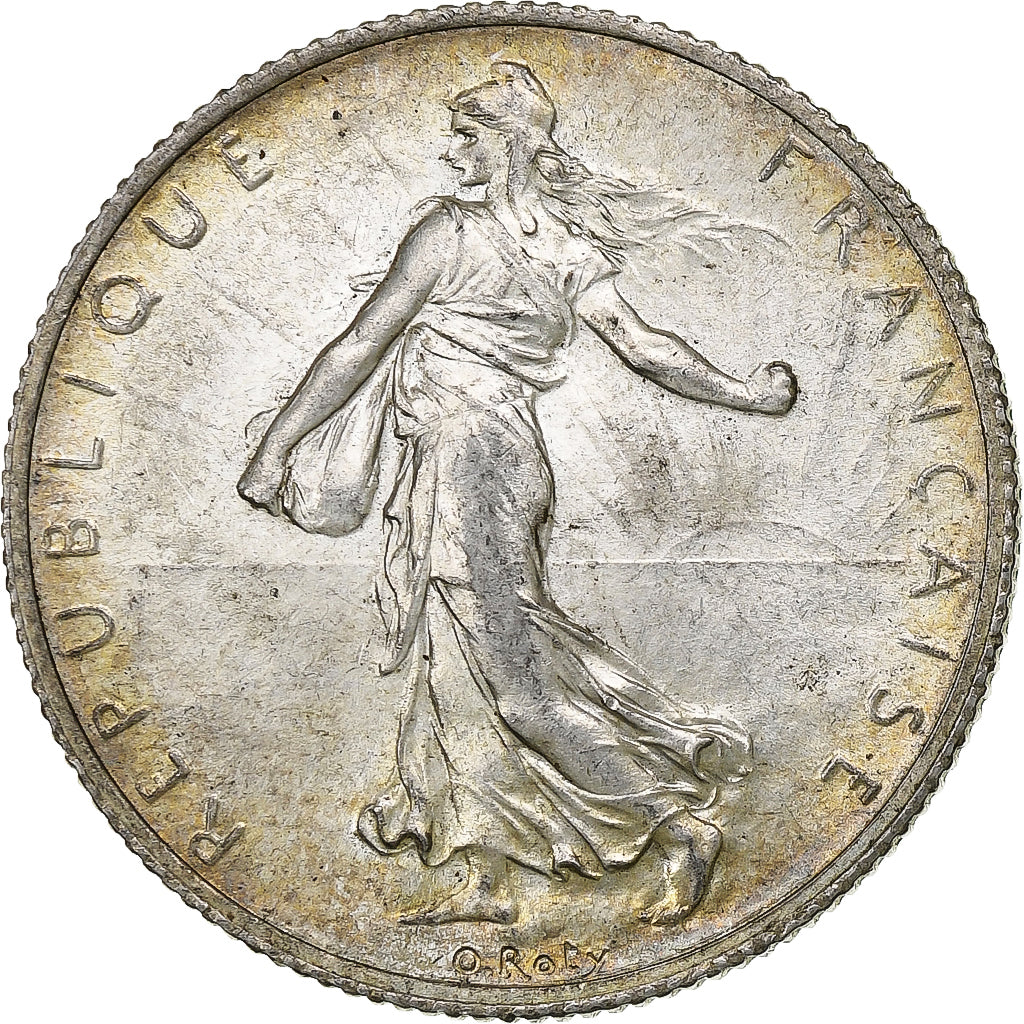 France, Semeuse, 2 Francs, 1917, Paris, MS(64), Silver, KM:845.1, Gadoury:532