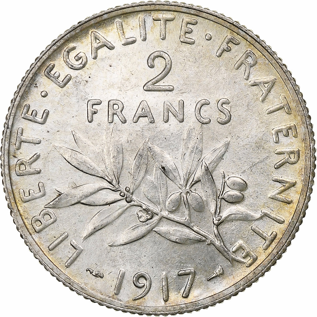 Frankreich, Semeuse, 2 Francs, 1917, Paris, UNZ+, Silber, KM:845.1, Gadoury:532