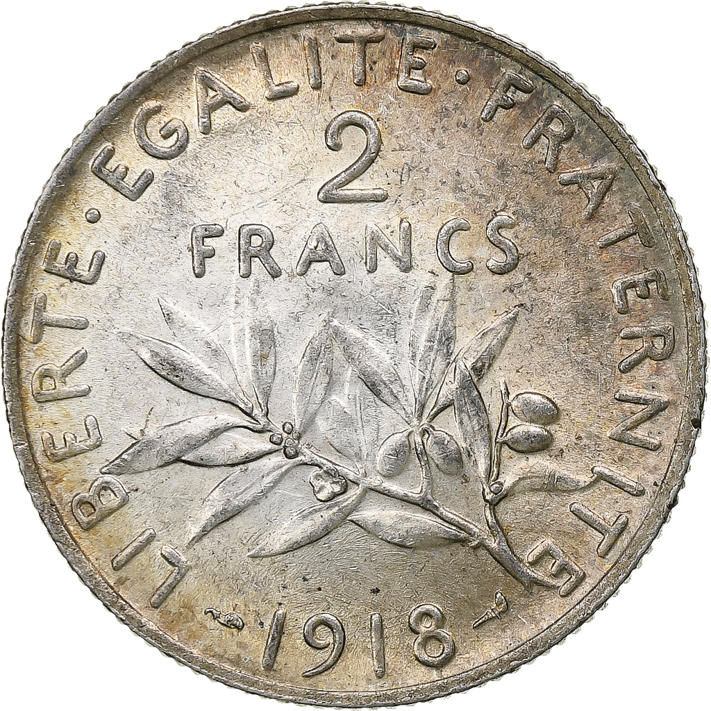 France, 2 Francs, Semeuse, 1918, Paris, Argent, SPL, Gadoury:532, KM:845.1