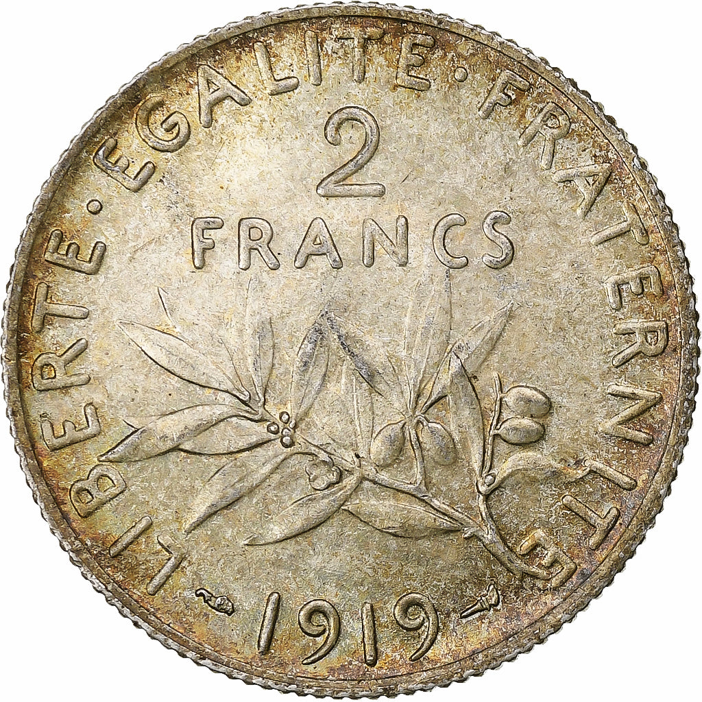 Francia, 2 Francs, Semeuse, 1919, Paris, Argento, SPL+, Gadoury:532, KM:845.1