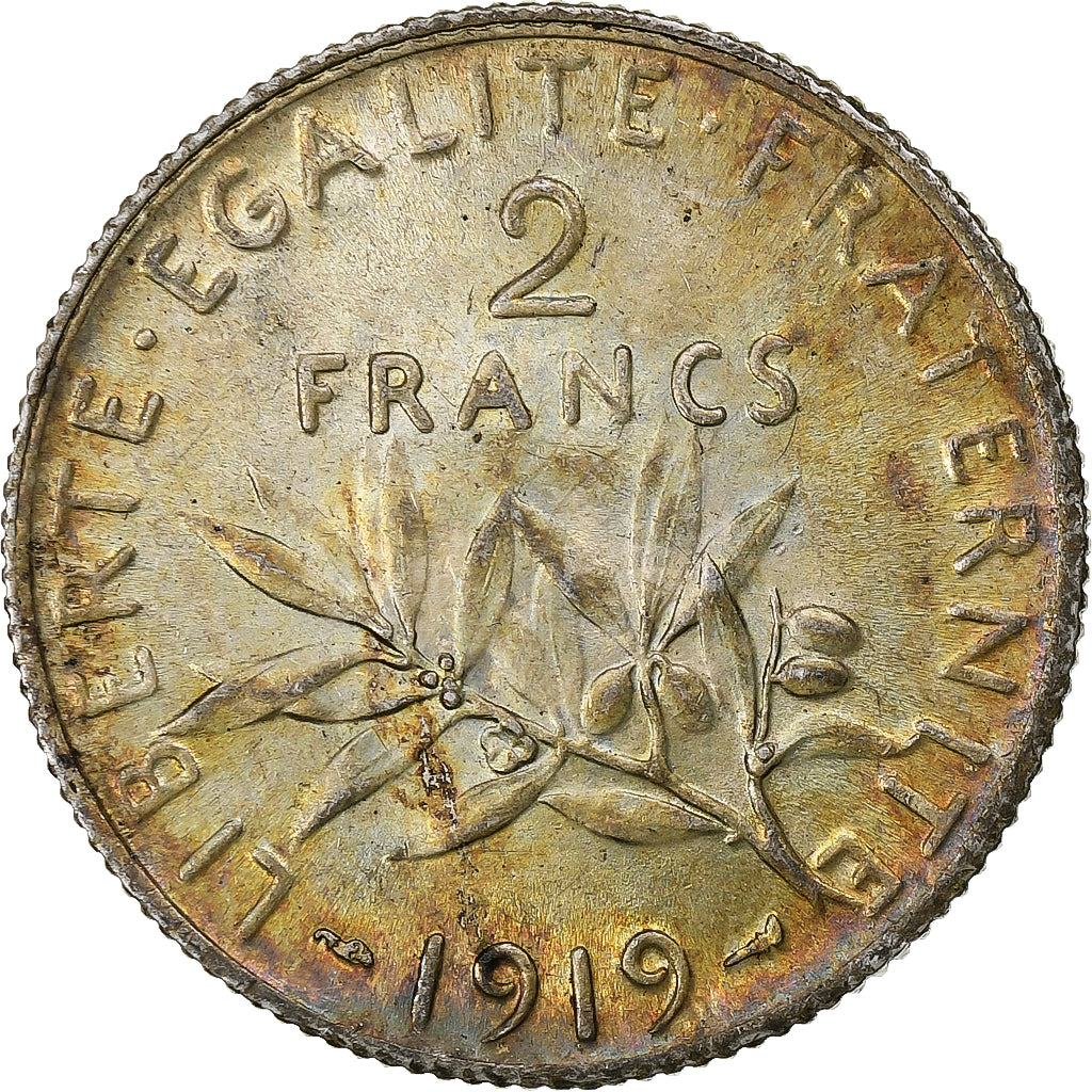 Frankreich, 2 Francs, Semeuse, 1919, Paris, Silber, UNZ+, Gadoury:532, KM:845.1