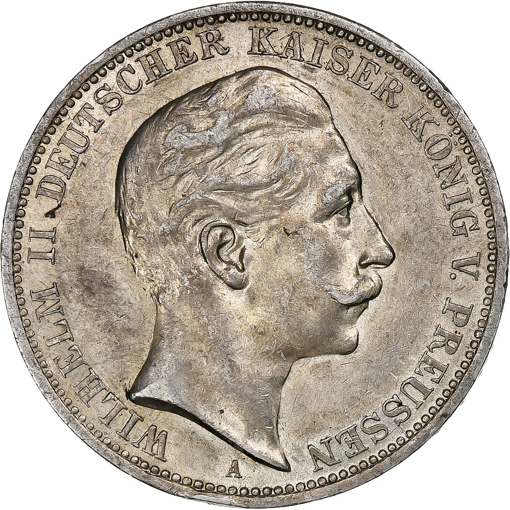 German States, PRUSSIA, Wilhelm II, 3 Mark, 1909, Berlin, Silver, AU(50-53)
