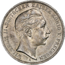 German States, PRUSSIA, Wilhelm II, 3 Mark, 1909, Berlin, Silver, AU(50-53)