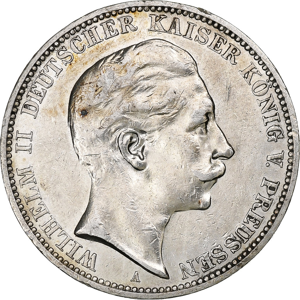 German States, PRUSSIA, Wilhelm II, 3 Mark, 1910, Berlin, Silver, EF(40-45)