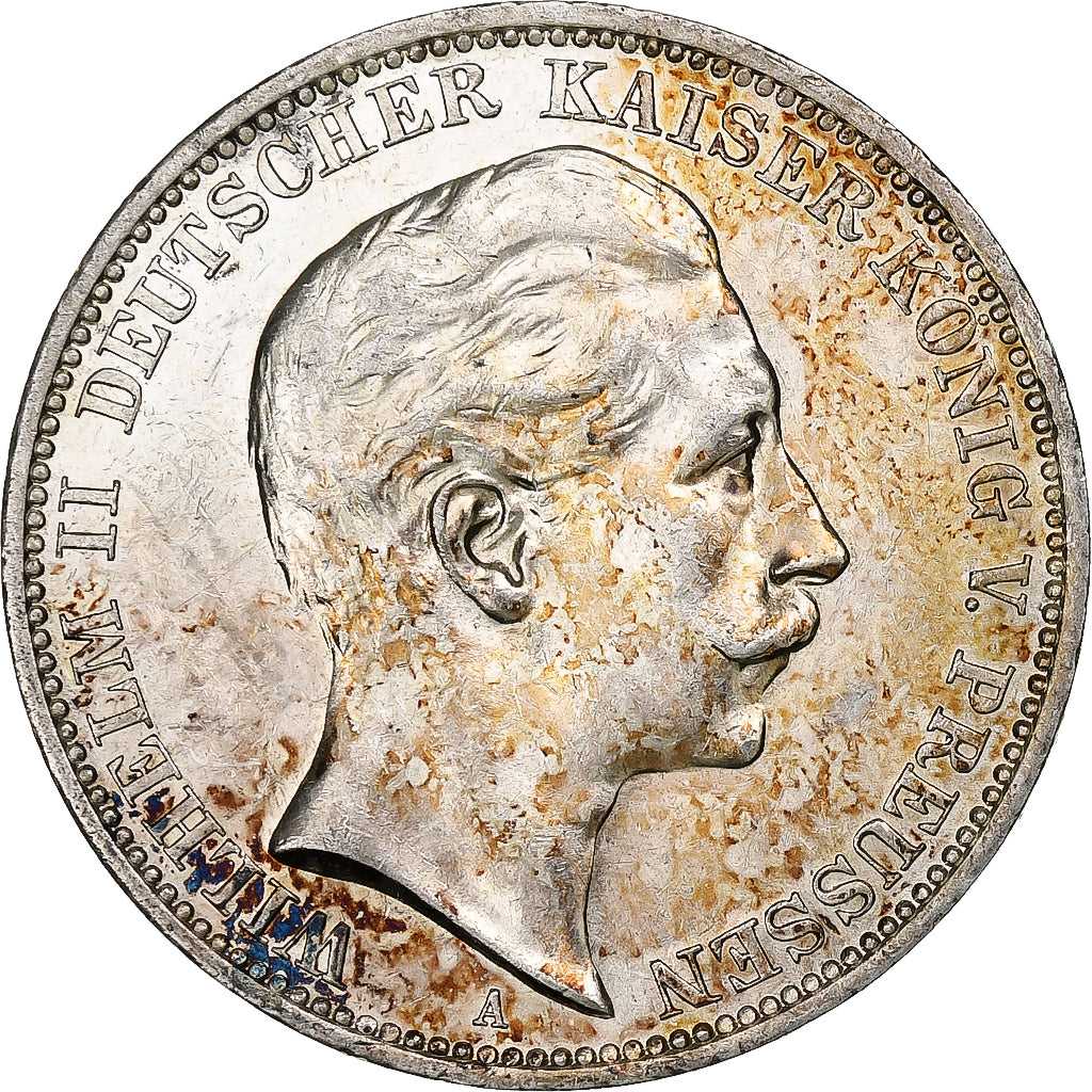 German States, PRUSSIA, Wilhelm II, 3 Mark, 1910, Berlin, Silver, AU(50-53)