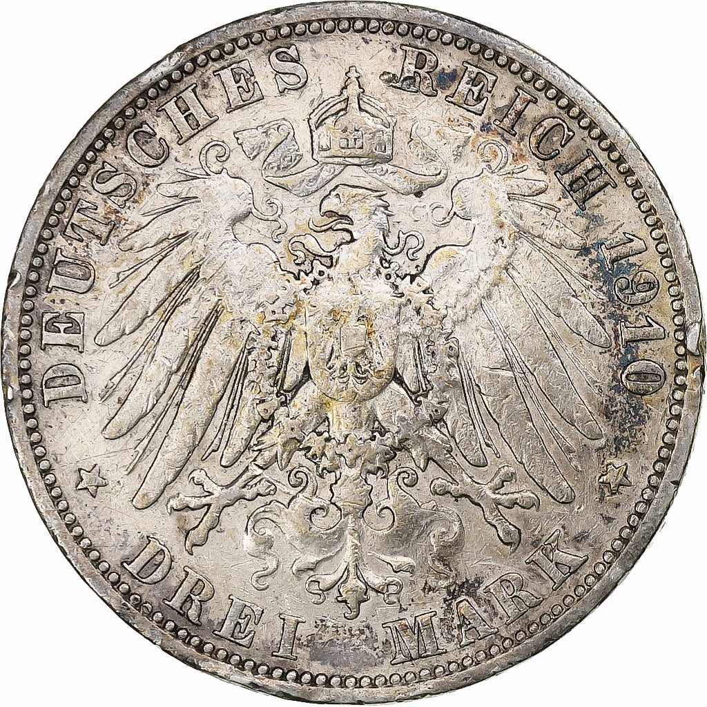 Deutsch Staaten, PRUSSIA, Wilhelm II, 3 Mark, 1910, Berlin, Silber, SS, KM:527
