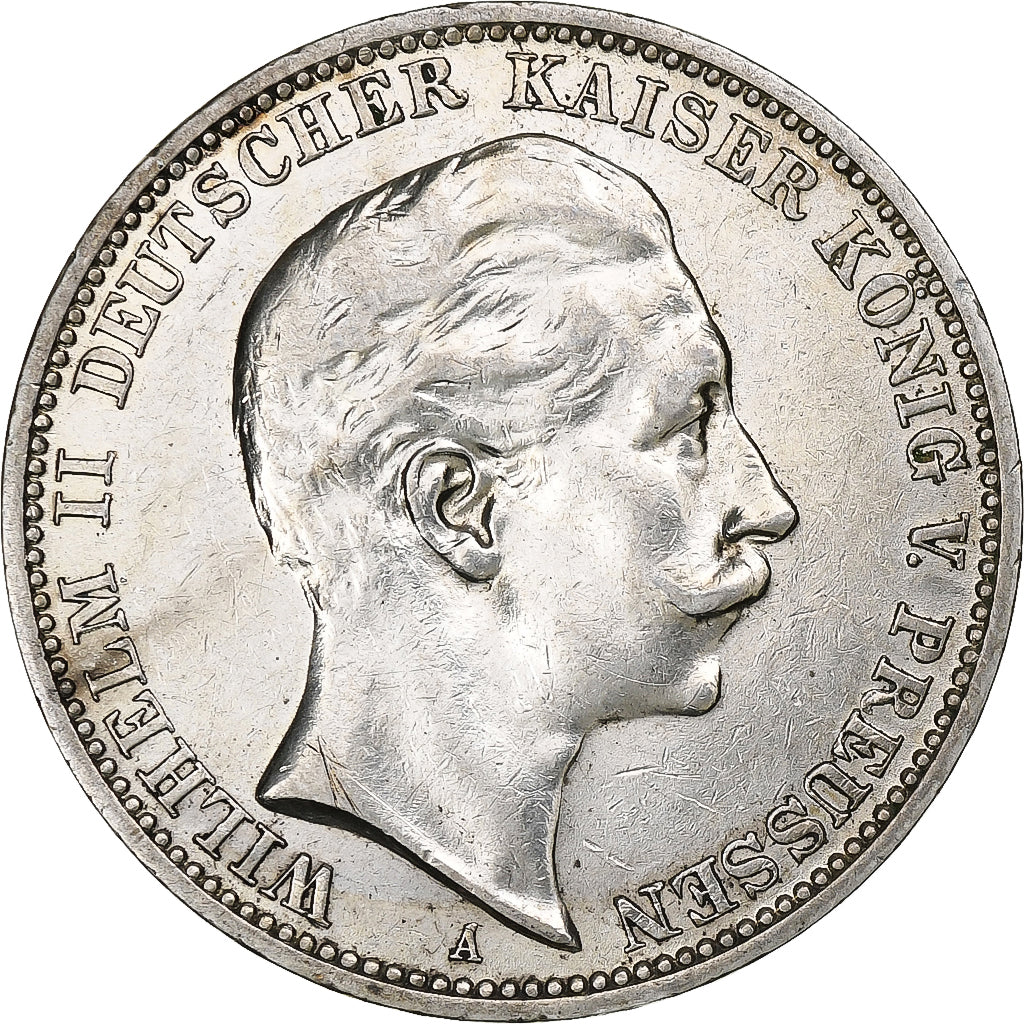 German States, PRUSSIA, Wilhelm II, 3 Mark, 1910, Berlin, Silver, AU(55-58)