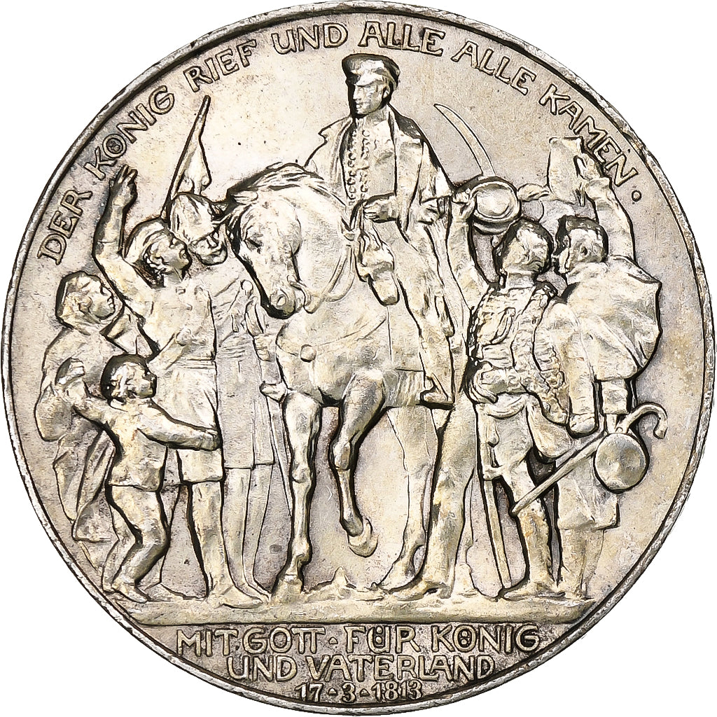 German States, PRUSSIA, Wilhelm II, 3 Mark, 1913, Berlin, Déclaration de guerre