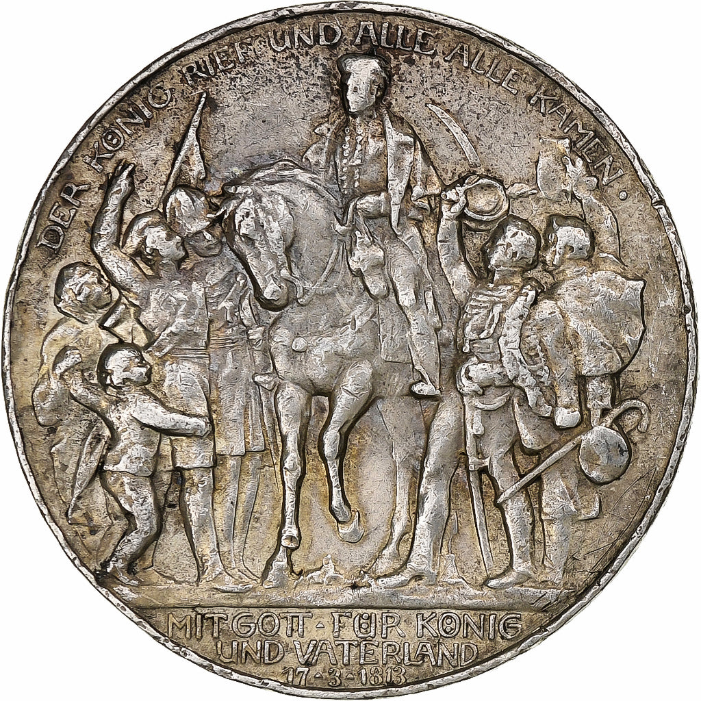 German States, PRUSSIA, Wilhelm II, 3 Mark, 1913, Berlin, Déclaration de guerre