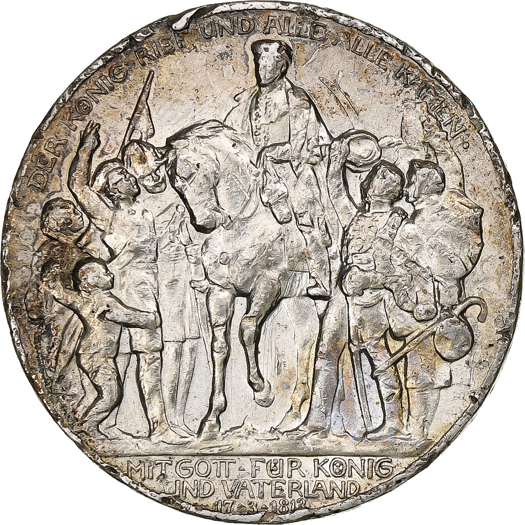 German States, PRUSSIA, Wilhelm II, 3 Mark, 1913, Berlin, Déclaration de guerre