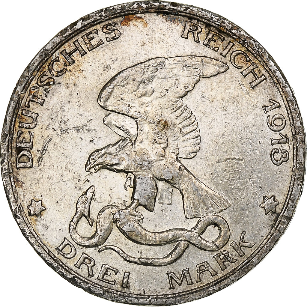 German States, PRUSSIA, Wilhelm II, 3 Mark, 1913, Berlin, Déclaration de guerre
