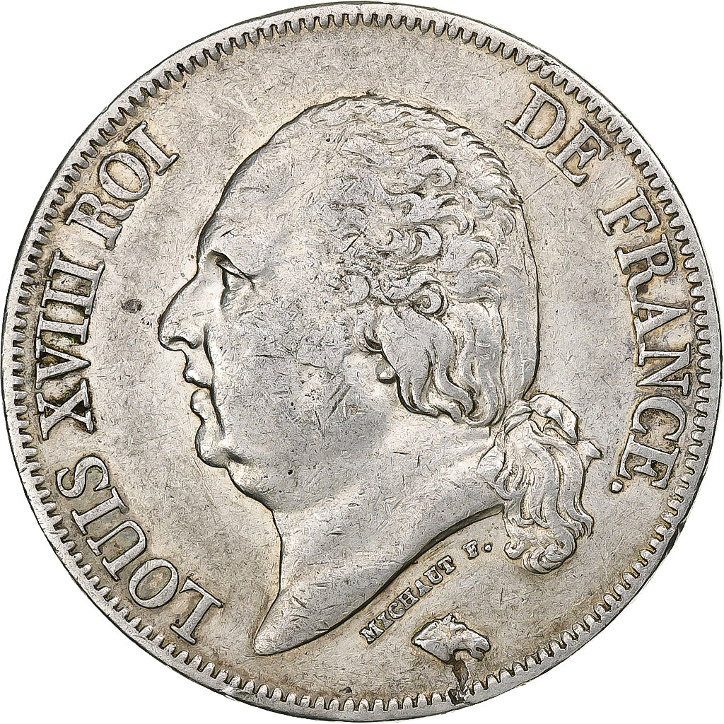 Coin, France, Louis XVIII, 5 Francs, 1824, Paris, VF(30-35)