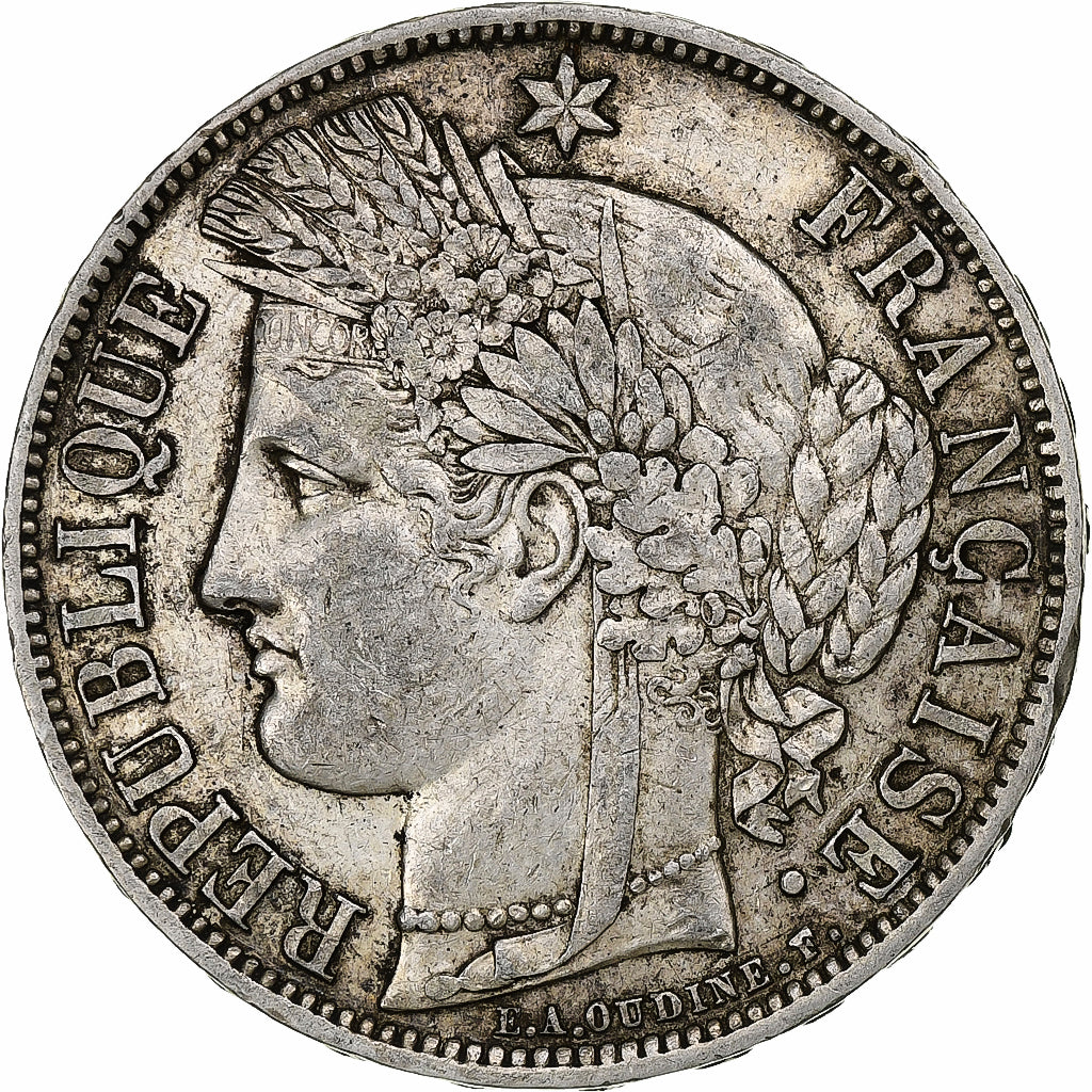 France, 5 Francs, Cérès, 1870, Paris, Silver, EF(40-45), Gadoury:743, KM:818.1