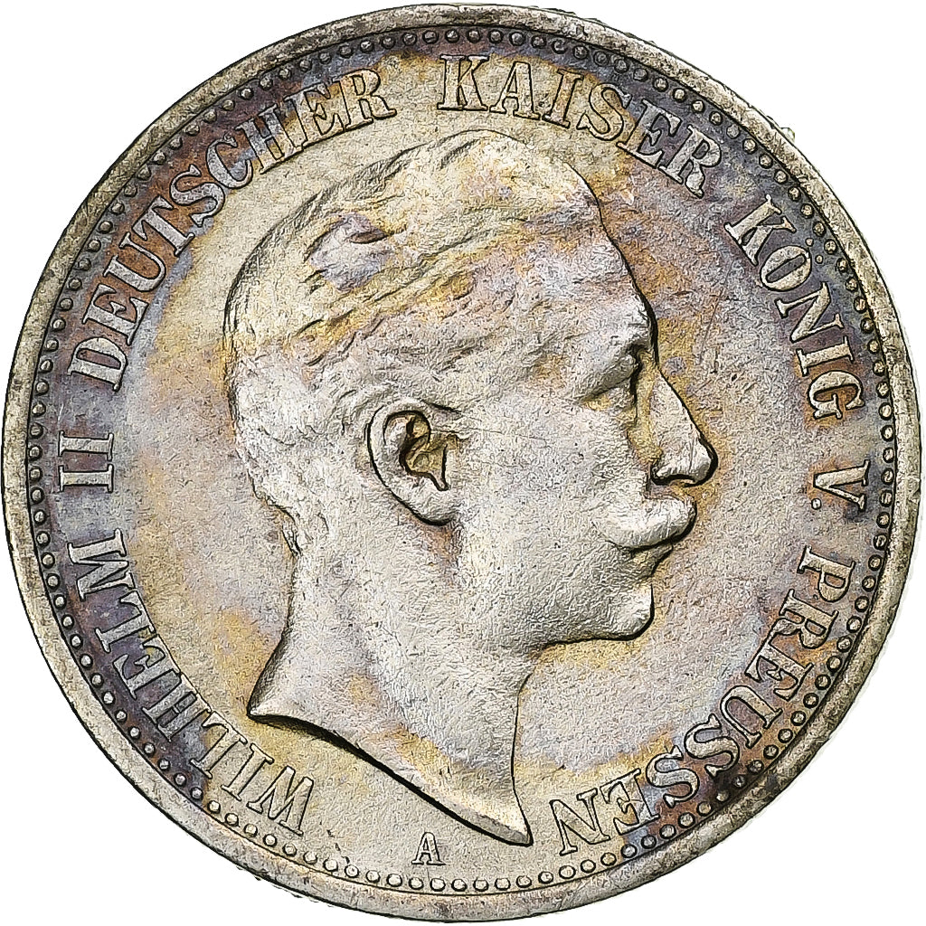 German States, PRUSSIA, Wilhelm II, 2 Mark, 1907, Berlin, Silver, AU(55-58)