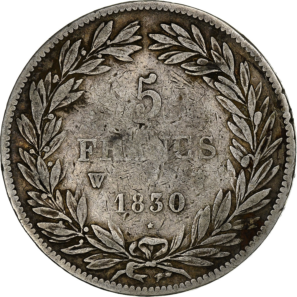 France, 5 Francs, Louis-Philippe, 1830, Lille, Silver, VF(20-25), Gadoury:676
