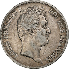 Moneta, Francia, Louis-Philippe, 5 Francs, 1830, Paris, MB, Argento, KM:735.1