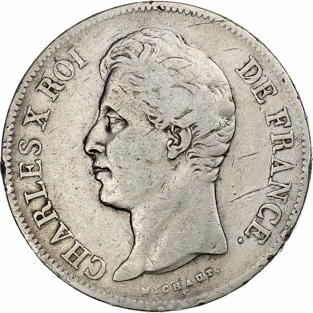 Francia, 5 Francs, Charles X, 1830, Lyon, Argento, MB, Gadoury:644, KM:728.4