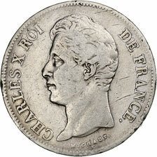 France, 5 Francs, Charles X, 1830, Lyon, Silver, VF(20-25), Gadoury:644