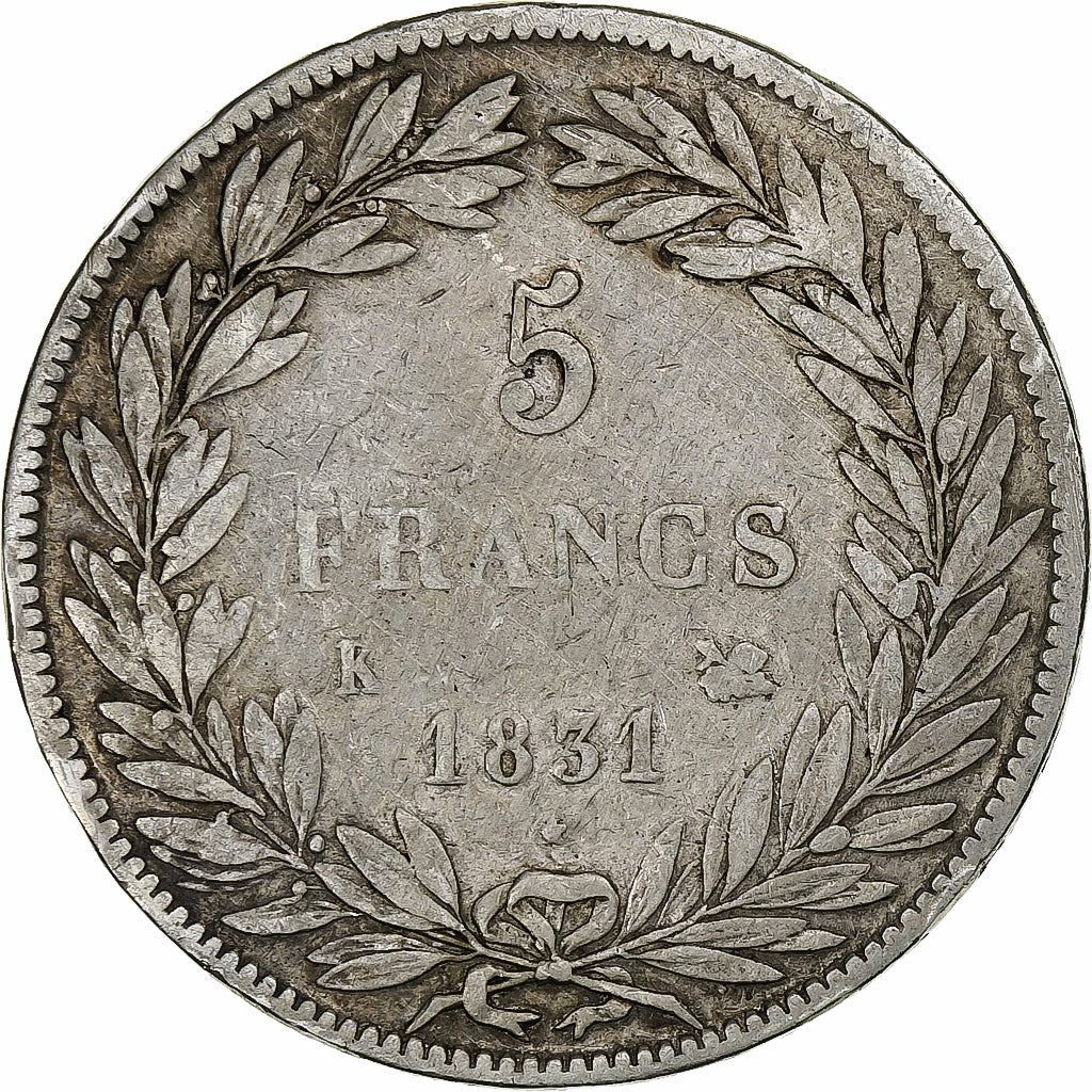Monnaie, France, Louis-Philippe, 5 Francs, 1831, Bordeaux, TB, Argent