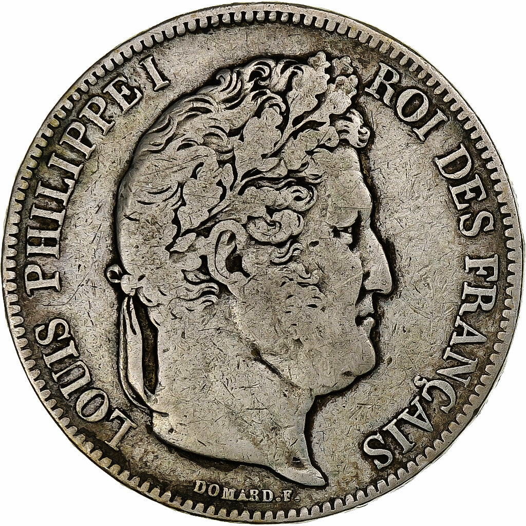 Coin, France, Louis-Philippe, 5 Francs, 1833, Rouen, VF(20-25), Silver