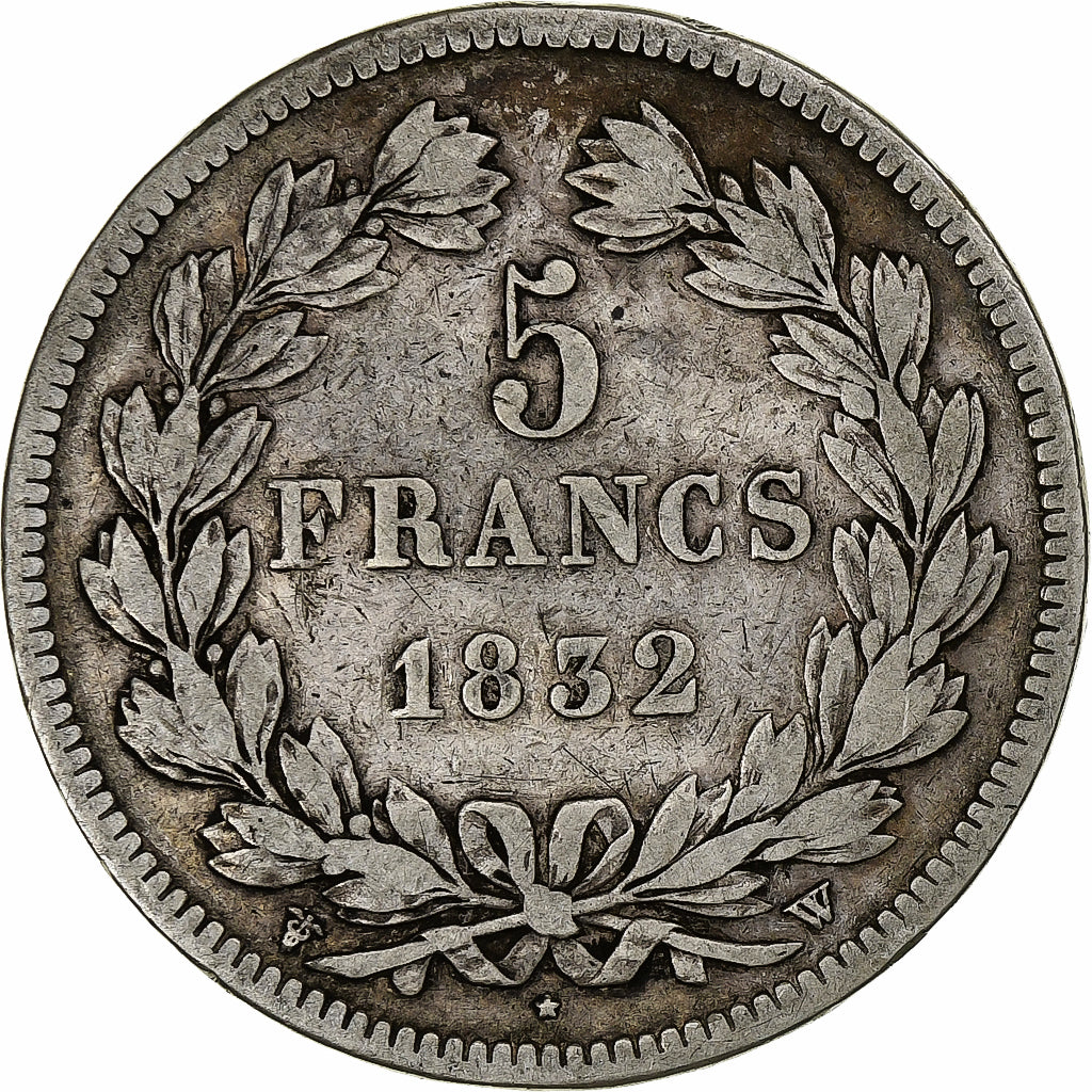Francia, 5 Francs, Louis-Philippe, 1832, Lille, Argento, MB+, Gadoury:678