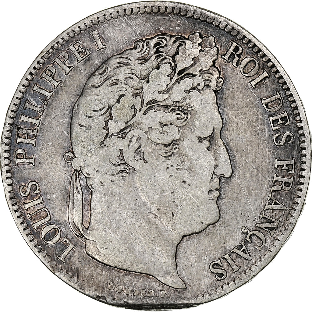 France, 5 Francs, Louis-Philippe, 1837, Marseille, Silver, VF(30-35)