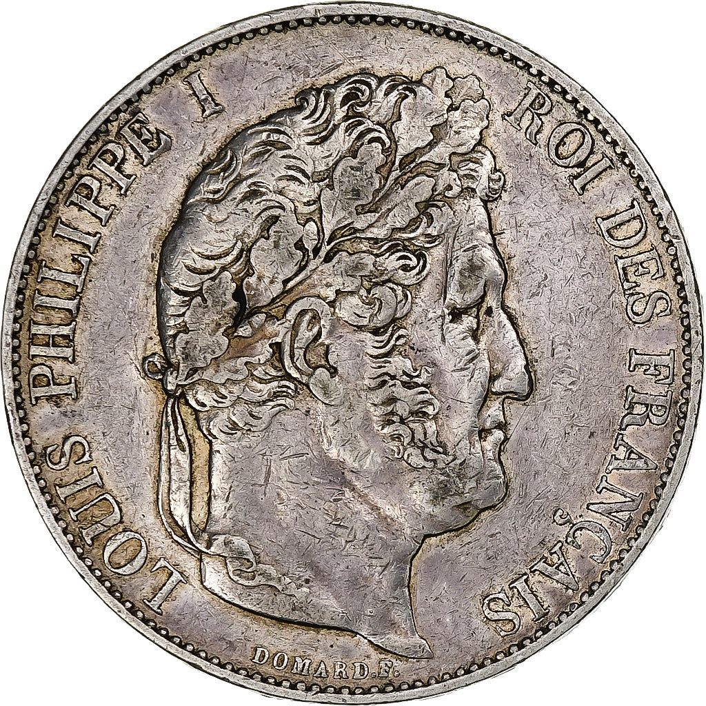 France, 5 Francs, Louis-Philippe, 1844, Paris, Silver, AU(50-53), Gadoury:678a