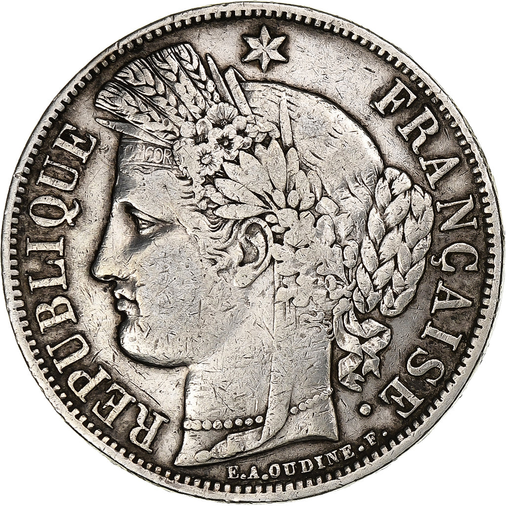 Coin, France, Cérès, 5 Francs, 1851, Paris, VF(30-35), Silver, KM:761.1