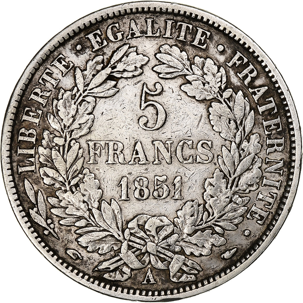Coin, France, Cérès, 5 Francs, 1851, Paris, VF(30-35), Silver, KM:761.1