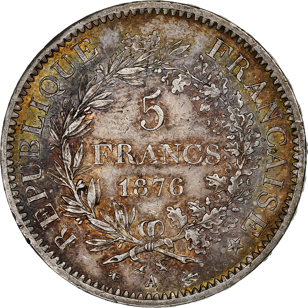 France, 5 Francs, Hercule, 1876, Paris, Silver, VF(30-35), Gadoury:745a